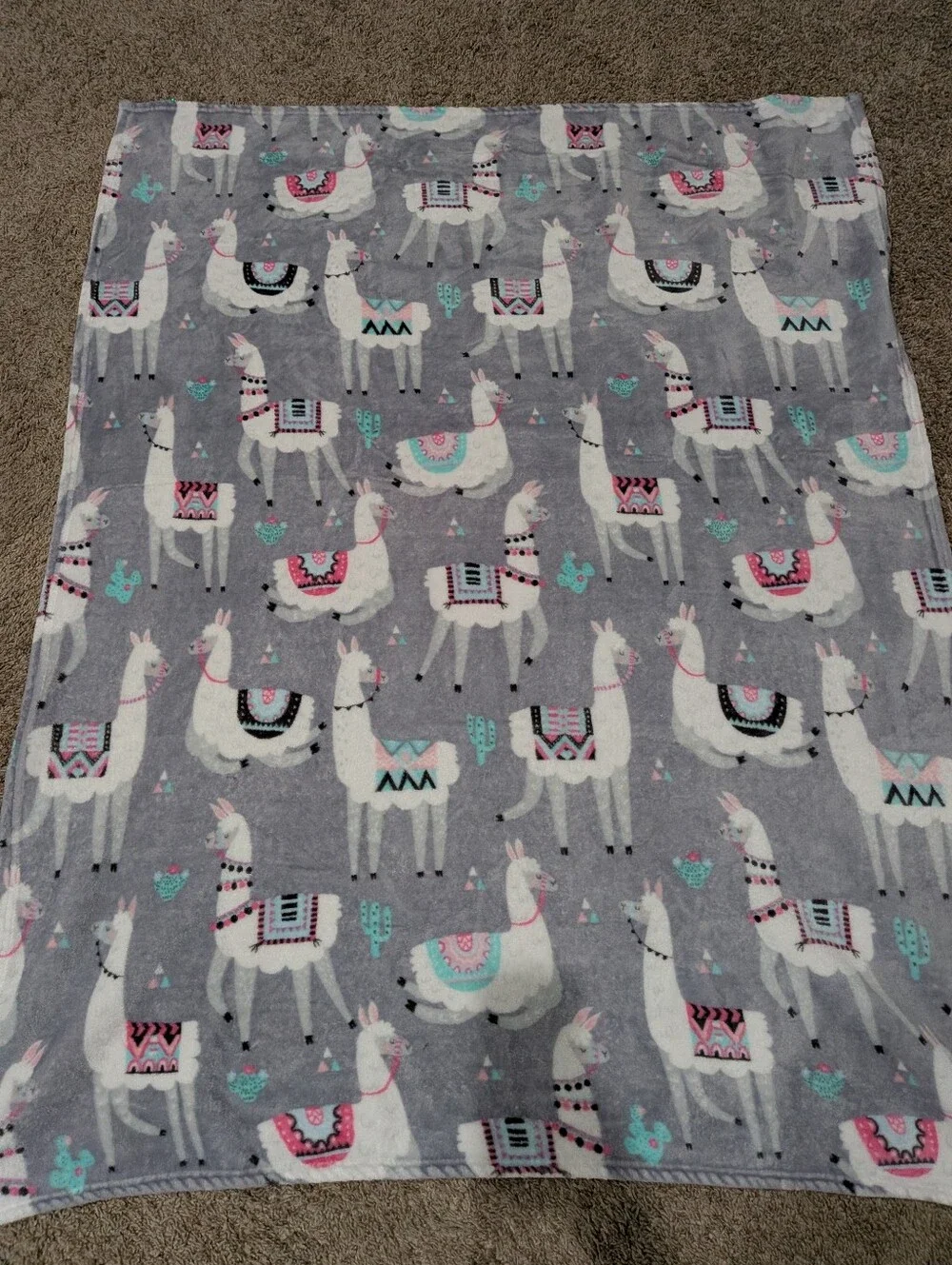 Adorable Llama Cactus Blanket Soft
